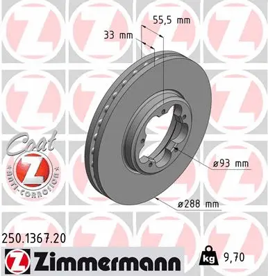 Disque de frein ZIMMERMANN 250.1367.20