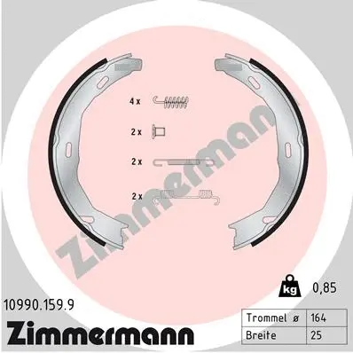 Jeu de mâchoires de frein, frein de stationnement ZIMMERMANN 10990.159.9