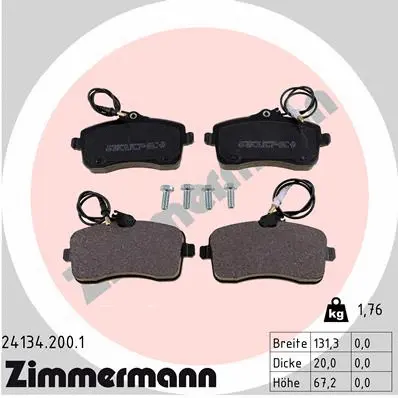 Kit de plaquettes de frein, frein à disque ZIMMERMANN 24134.200.1