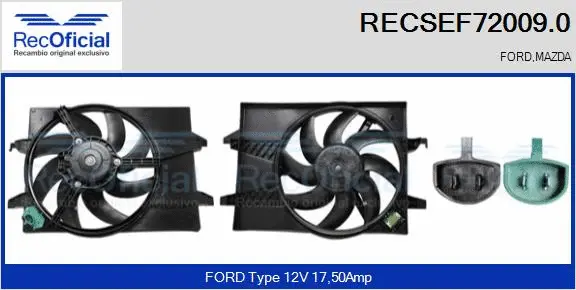 Moteur électrique, ventilateur pour radiateurs RECOFICIAL RECSEF72009.0