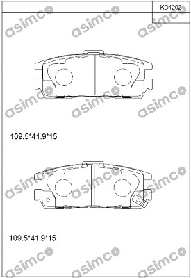 Kit de plaquettes de frein, frein à disque ASIMCO KD4202