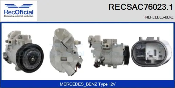 Compresseur, climatisation RECOFICIAL RECSAC76023.1