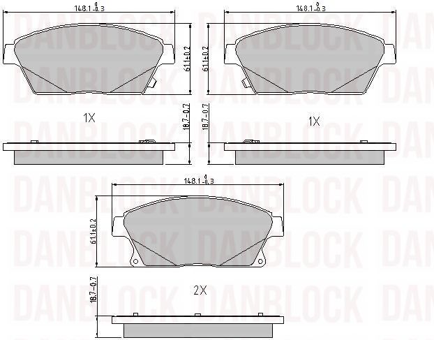 Kit de plaquettes de frein, frein à disque DANBLOCK DB 510760