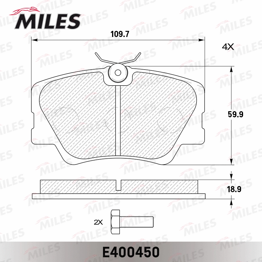 Kit de plaquettes de frein, frein à disque MILES E400450