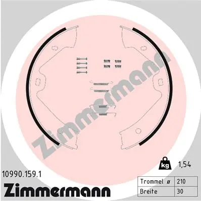 Jeu de mâchoires de frein, frein de stationnement ZIMMERMANN 10990.159.1