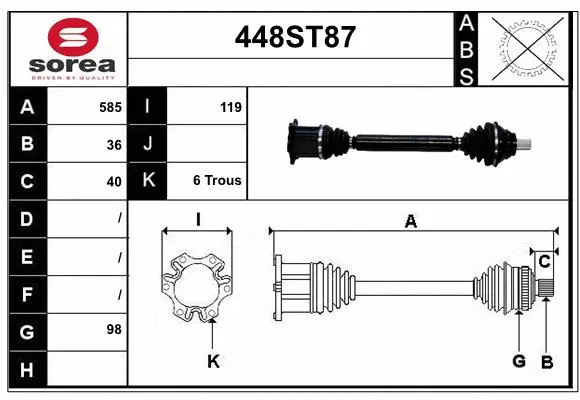 Arbre de transmission STARTCAR 448ST87
