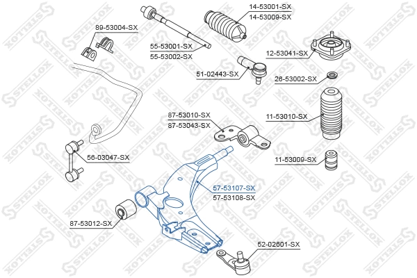 Bras de liaison, suspension de roue STELLOX 57-53107-SX