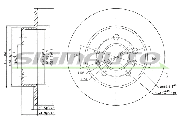 Disque de frein SIGMAUTO DBA556S