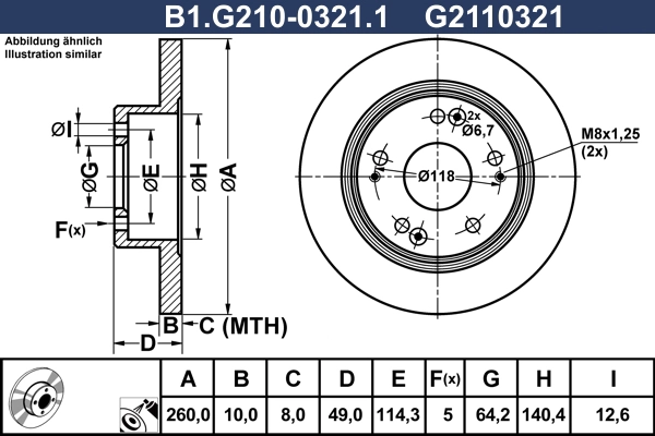 Disque de frein GALFER B1.G210-0321.1