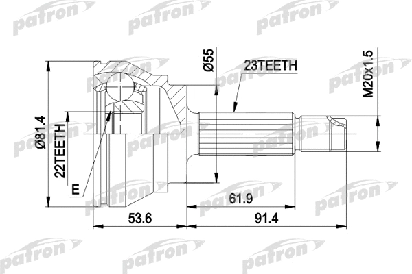 Jeu de joints, arbre de transmission PATRON PCV1014