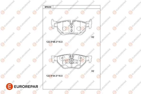 Kit de plaquettes de frein, frein à disque EUROREPAR 1681233280