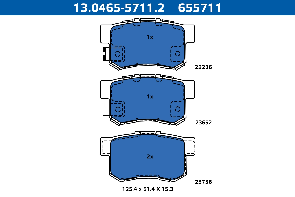 Kit de plaquettes de frein, frein à disque ATE-APAC 13.0465-5711.2