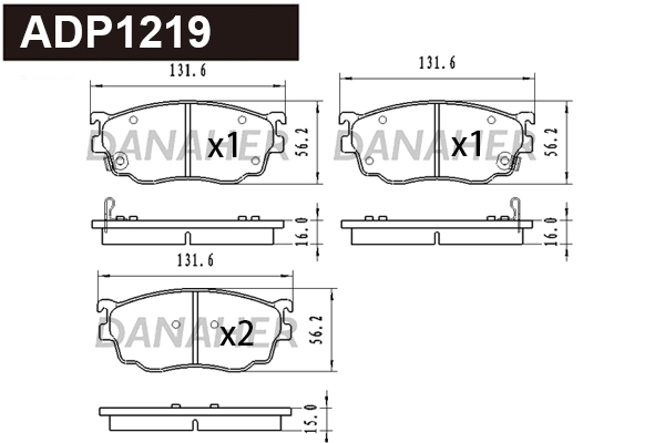 Kit de plaquettes de frein, frein à disque DANAHER ADP1219