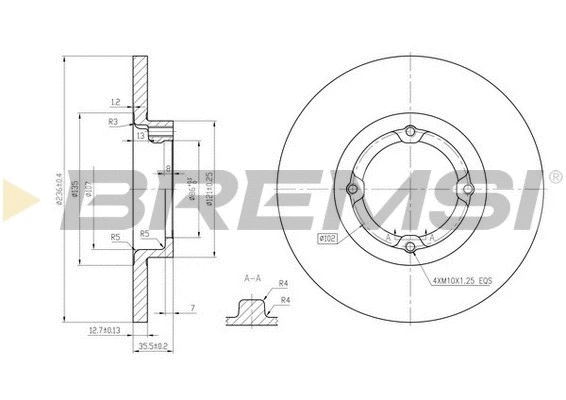 Disque de frein BREMSI CD7076S