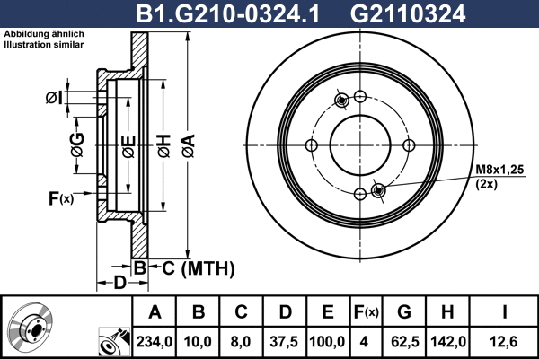 Disque de frein GALFER B1.G210-0324.1
