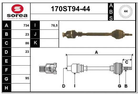 Arbre de transmission STARTCAR 170ST94-44