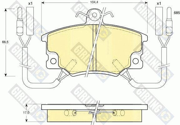 Kit de plaquettes de frein, frein à disque GIRLING 6104571