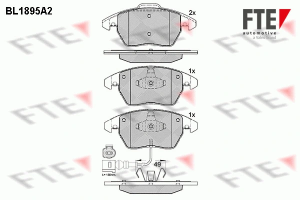 Kit de plaquettes de frein, frein à disque FTE 9010483