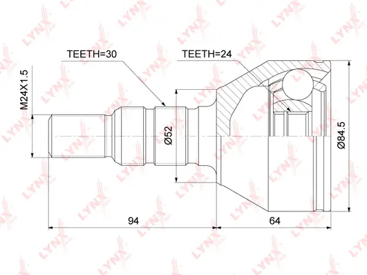 Jeu de joints, arbre de transmission LYNXAUTO CO-3689