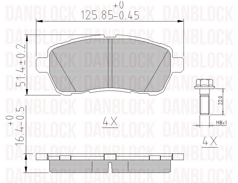 Kit de plaquettes de frein, frein à disque DANBLOCK DB 510630