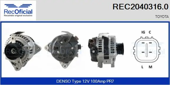 Alternateur RECOFICIAL REC2040316.0
