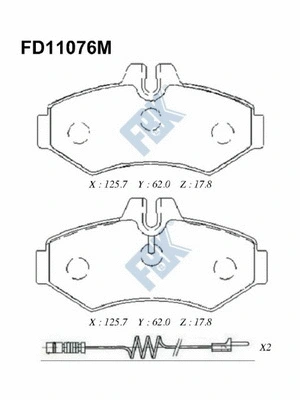 Kit de plaquettes de frein, frein à disque FBK FD11076M