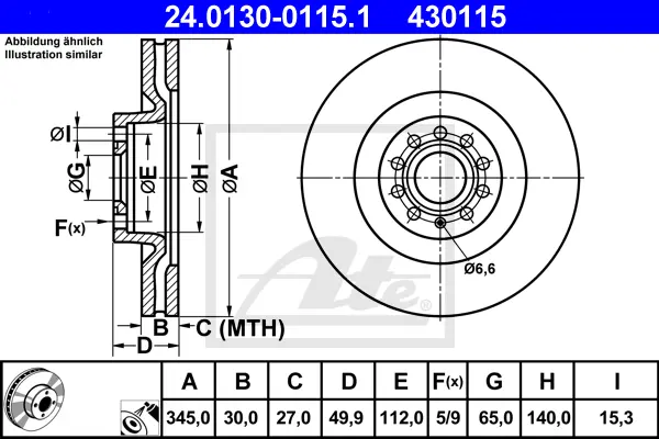 Disque de frein ATE-APAC 24.0130-0115.1