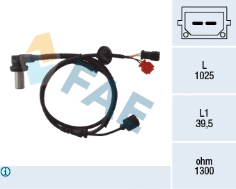 Capteur, vitesse de roue FAE 78063