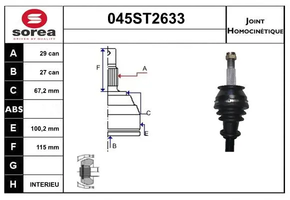 Jeu de joints, arbre de transmission STARTCAR 045ST2633