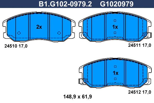 Kit de plaquettes de frein, frein à disque GALFER B1.G102-0979.2