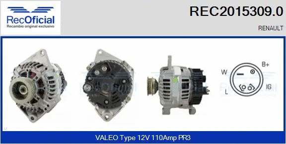 Alternateur RECOFICIAL REC2015309.0