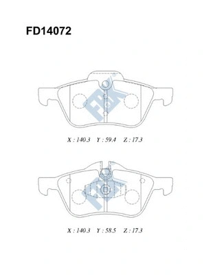 Kit de plaquettes de frein, frein à disque FBK FD14072