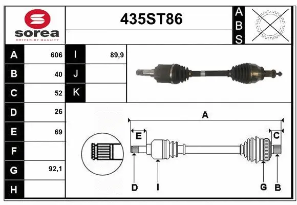 Arbre de transmission STARTCAR 435ST86
