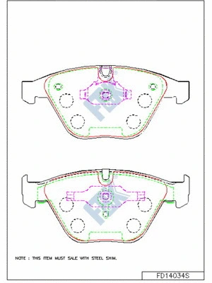 Kit de plaquettes de frein, frein à disque FBK FD14034S