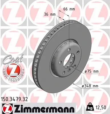 Disque de frein ZIMMERMANN 150.3479.32