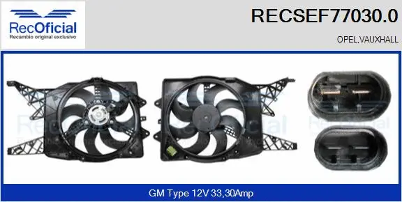 Moteur électrique, ventilateur pour radiateurs RECOFICIAL RECSEF77030.0