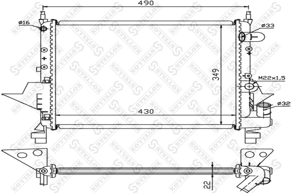 Radiateur, refroidissement du moteur STELLOX 10-26211-SX