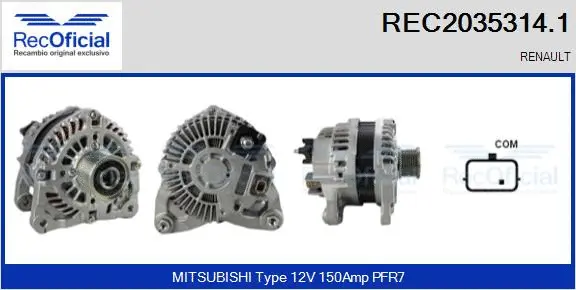 Alternateur RECOFICIAL REC2035314.1