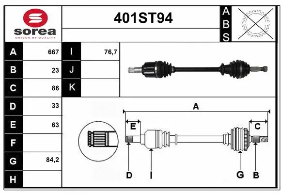 Arbre de transmission STARTCAR 401ST94