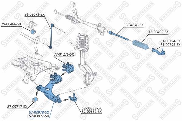 Bras de liaison, suspension de roue STELLOX 57-03978-SX