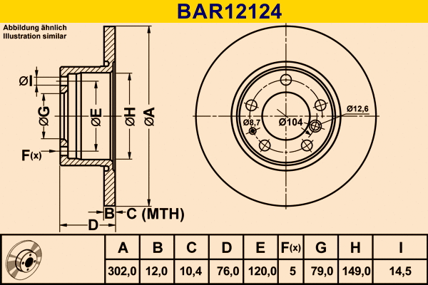 Disque de frein BARUM BAR12124