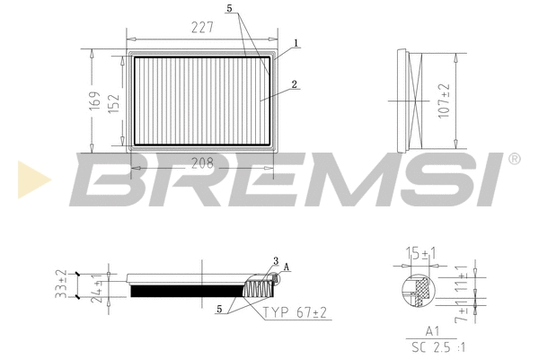 Filtre à air BREMSI FA1058