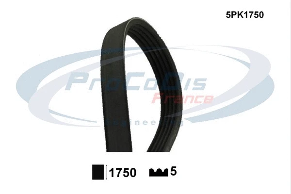 Courroie trapézoïdale à nervures PROCODIS FRANCE 5PK1750