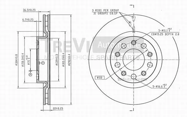 Disque de frein TREVI AUTOMOTIVE BD1178