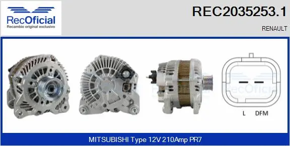 Alternateur RECOFICIAL REC2035253.1
