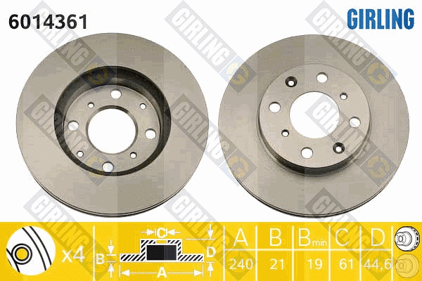 Disque de frein GIRLING 6014361
