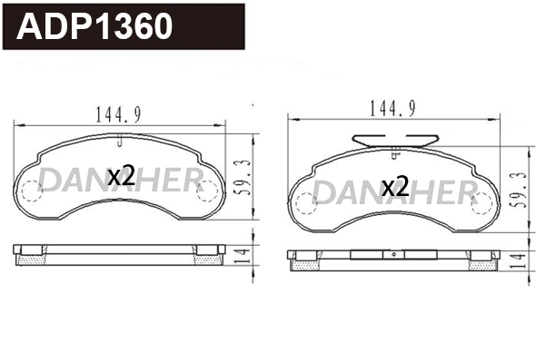 Kit de plaquettes de frein, frein à disque DANAHER ADP1360