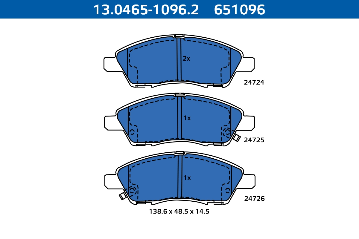 Kit de plaquettes de frein, frein à disque ATE-APAC 13.0465-1096.2