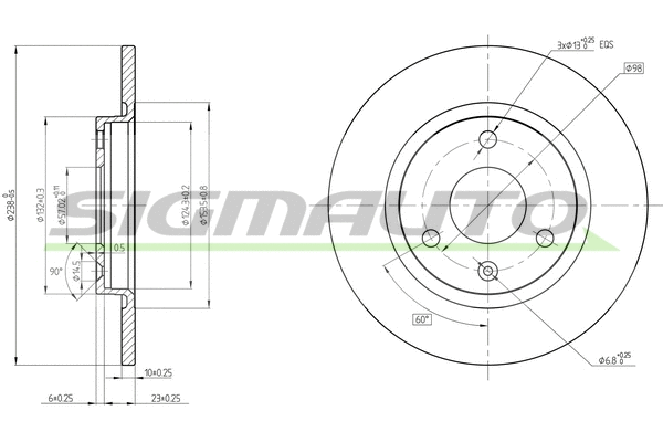 Disque de frein SIGMAUTO DBA335S