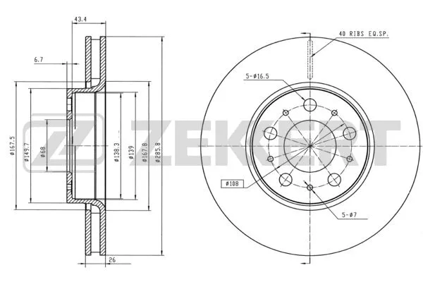 Disque de frein ZEKKERT BS-5270B